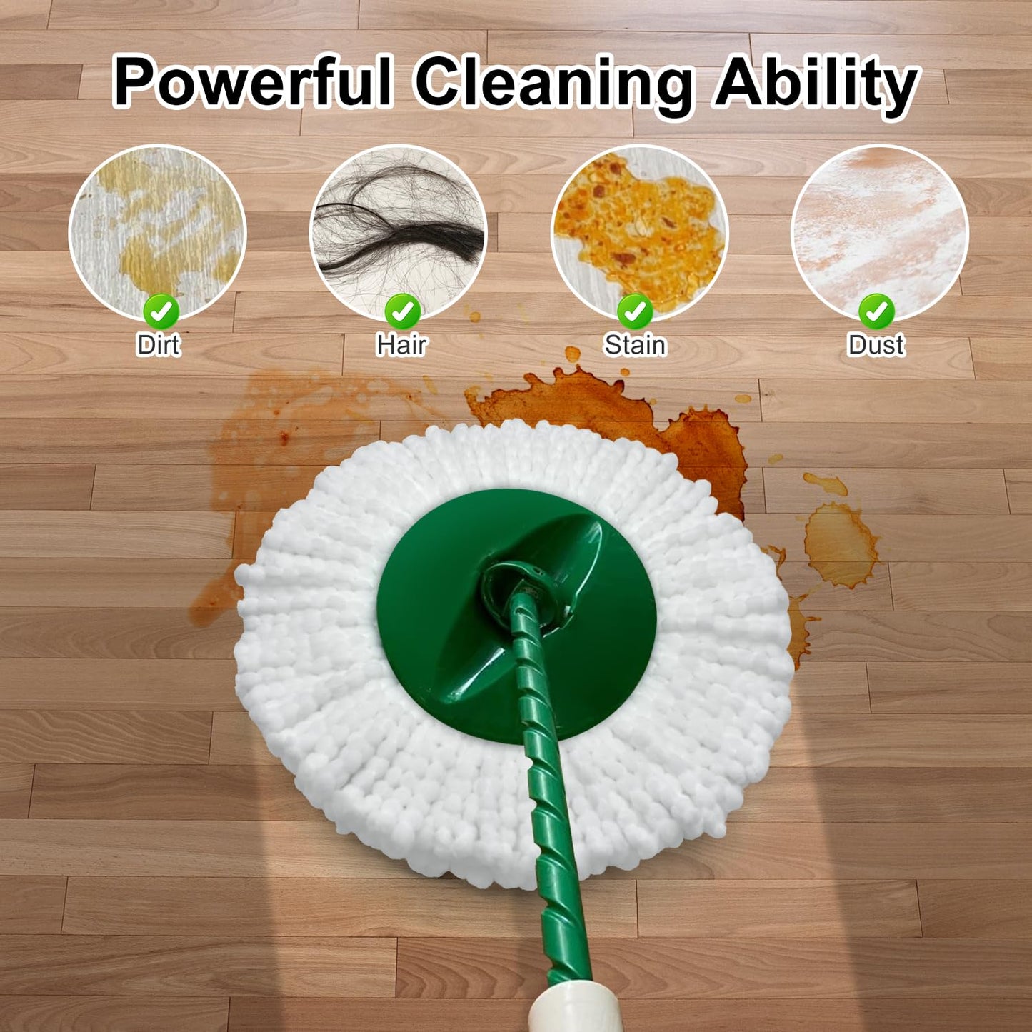 6 Pack Mop Head Replacement for Libman Tornado Spin Mop Reusable Microfiber Spin Mop Heads Refill for Libman Tornado Spin Mop System, Easy to Replace and Machine Washable (White, 6 Pack)