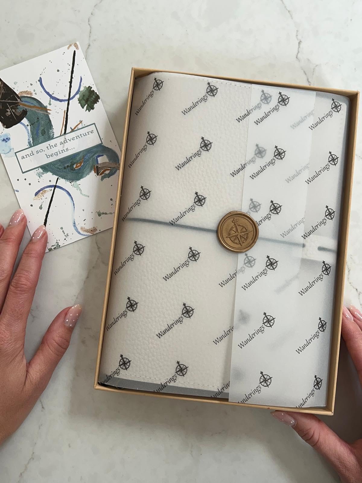 Wanderings A5 Travelers Notebook with Pockets, Oat Colour - Genuine Leather Journal, 6" x 8.7" (15 x 22cm), Refillable Travel Journal to Capture All Life's Adventures, 120 GSM Blank Inserts