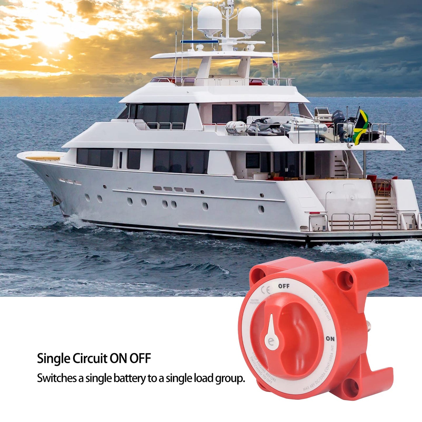 KIMISS Blue Sea Battery Switch, 350A Battery Switch 48VDC Knob Type Single Circuit Power Disconnect Isolator for Marine Boat Car Truck Trailer RV
