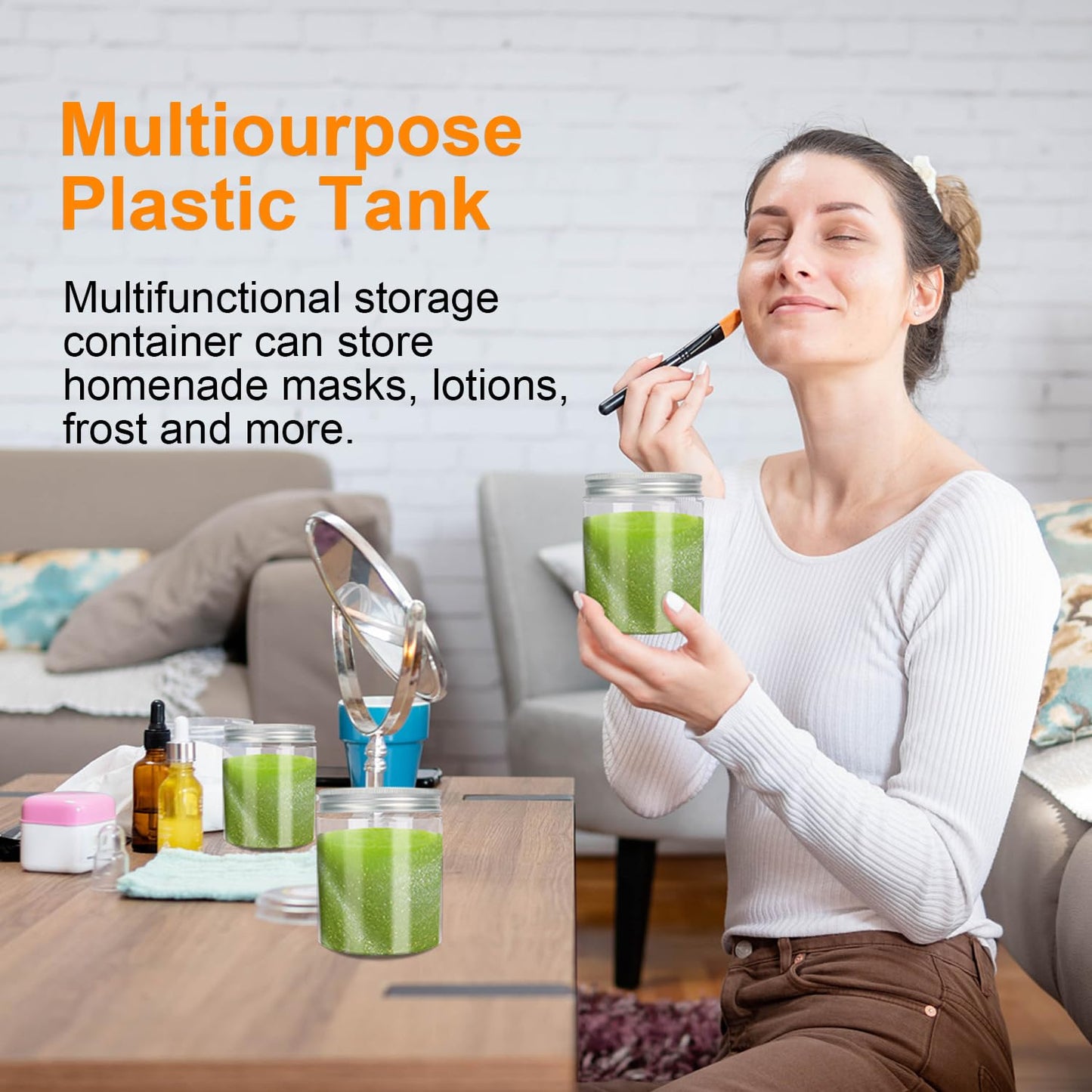 48 Packs 8.8oz (250 ml) Clear Plastic Jars with Silver Lids, Cosmetic Containers jars with Wide-Mouth for slime, beads, rhinestones, sequins Cosmetics, Lotion, Cream, Ointments and More by KUKLIPJIM.