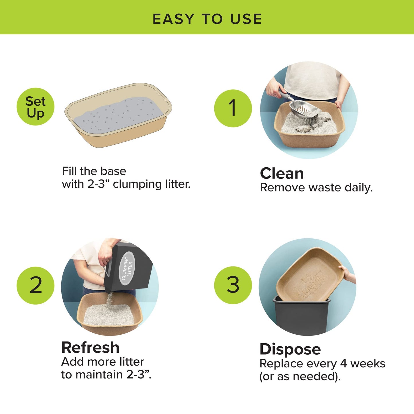 Kitty Sift (6-Pack) Disposable Cat Litter Box, Sustainable, Clean - Jumbo, 6-Pack