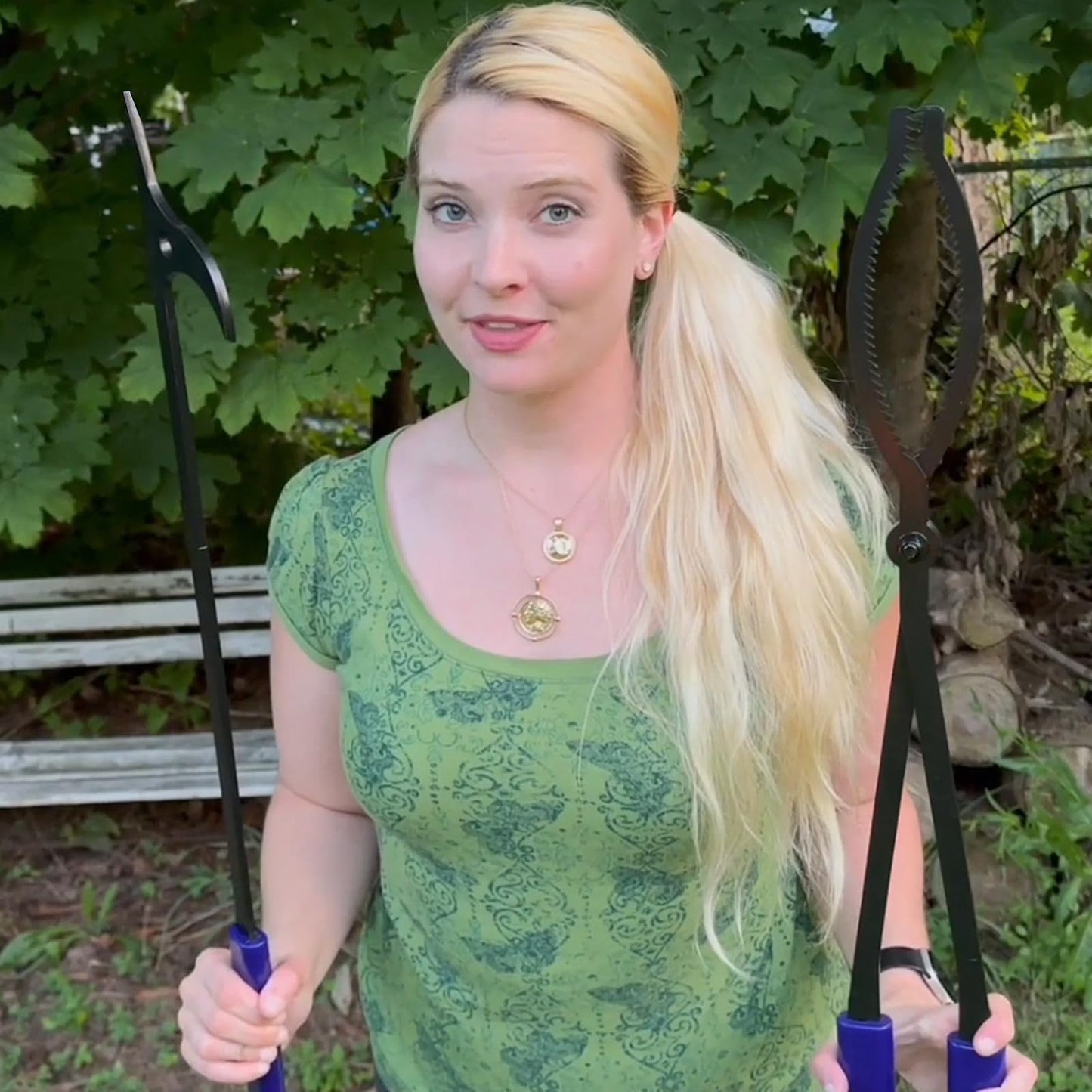 CKLT Heavy Duty Fire Tongs Set, 28 inch Fire Poker and Log Grabber Set for Fireplace and Camping Fire Pit Use, Portable Rustproof Safely Firewood Tools