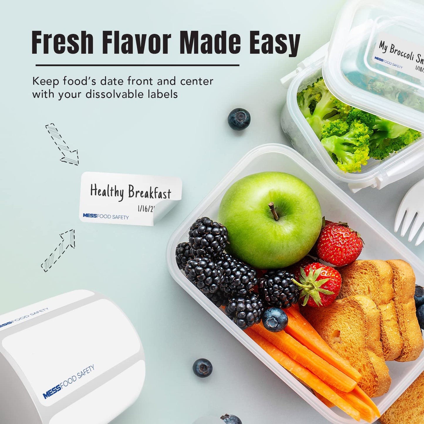MESS Dissolvable Food Labels for Containers -Blank 500 1x2 Mason Jar Labels - Dissolvable Labels Work in 30 Seconds – Removable Freezer Labels for Food Containers - Canning Labels - Kitchen Stickers
