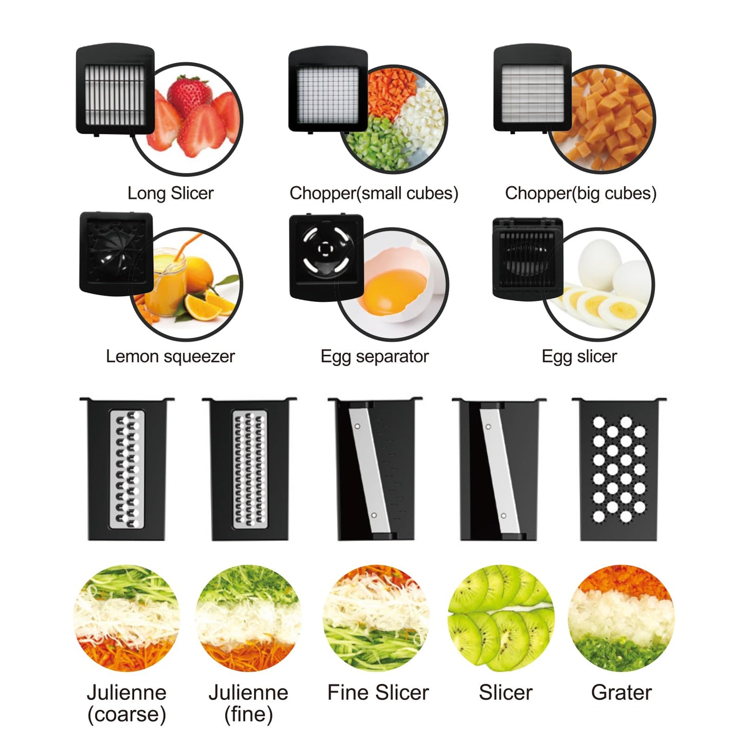 NARINK Multifunctional 12-in-1 Vegetable Chopper Veggie Cutter Mandoline Slicer-Food Chopper-Mandoline Efficient Kitchen Gadget with Juicer-Egg Slicer-Yolk Splitter and Storage Lid for Easy Meal Prep