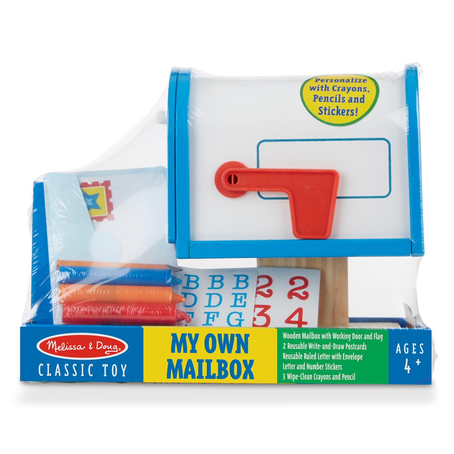 Melissa & Doug My Own Wooden Mailbox Activity Set and Educational ToyKids Toy Mailbox with Reusable Letters and Post Cards, Pretend Play for Preschoolers and Kids Ages 4+