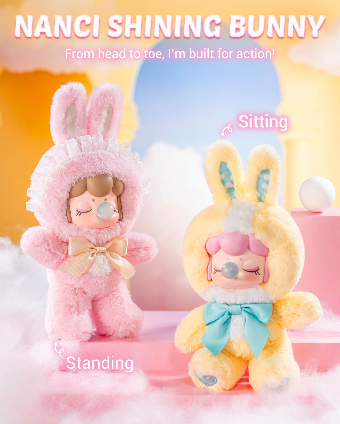 Rolife Nanci Bunny Stuffed Animal Plush Doll,8-11 Inches Cute Anime Blind Box Figures,Mystery Box Popular Soft Collectible Toy for Toddlers Baby Girls Women,Creative Christmas Birthday Gifts