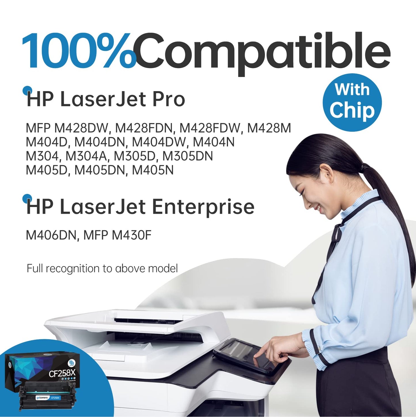 Gotoners 58X CF258X Toner Cartridge (with Chip) for HP 58A CF258A Ink High Yield Compatible with HP LaserJet Pro MFP M428DW M404DW M428FDW M428FDN M404DN Printer