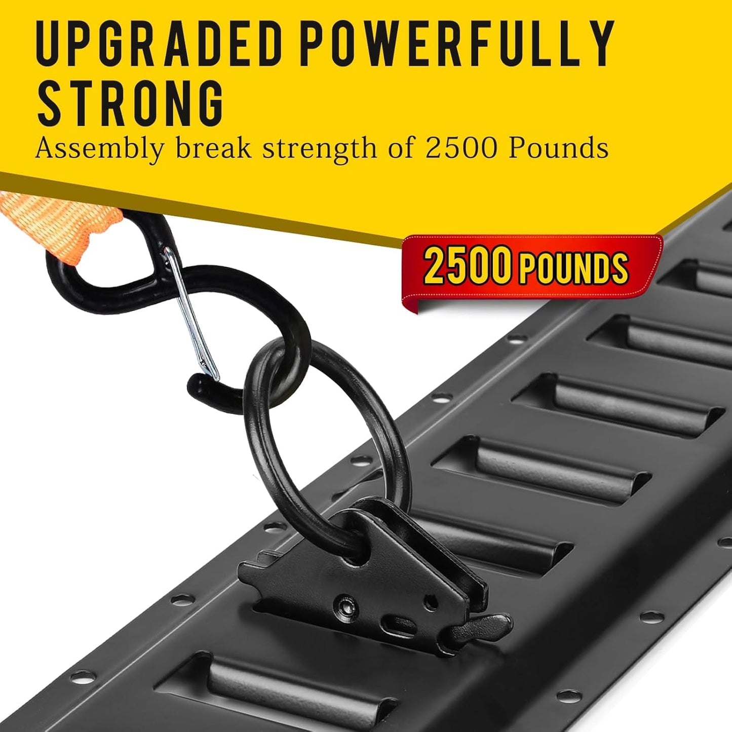 20 Pcs Black E-Track O Ring, Steel E Track Tie Down Anchors Secure for Trailers Flatbeds Pickup Trucks