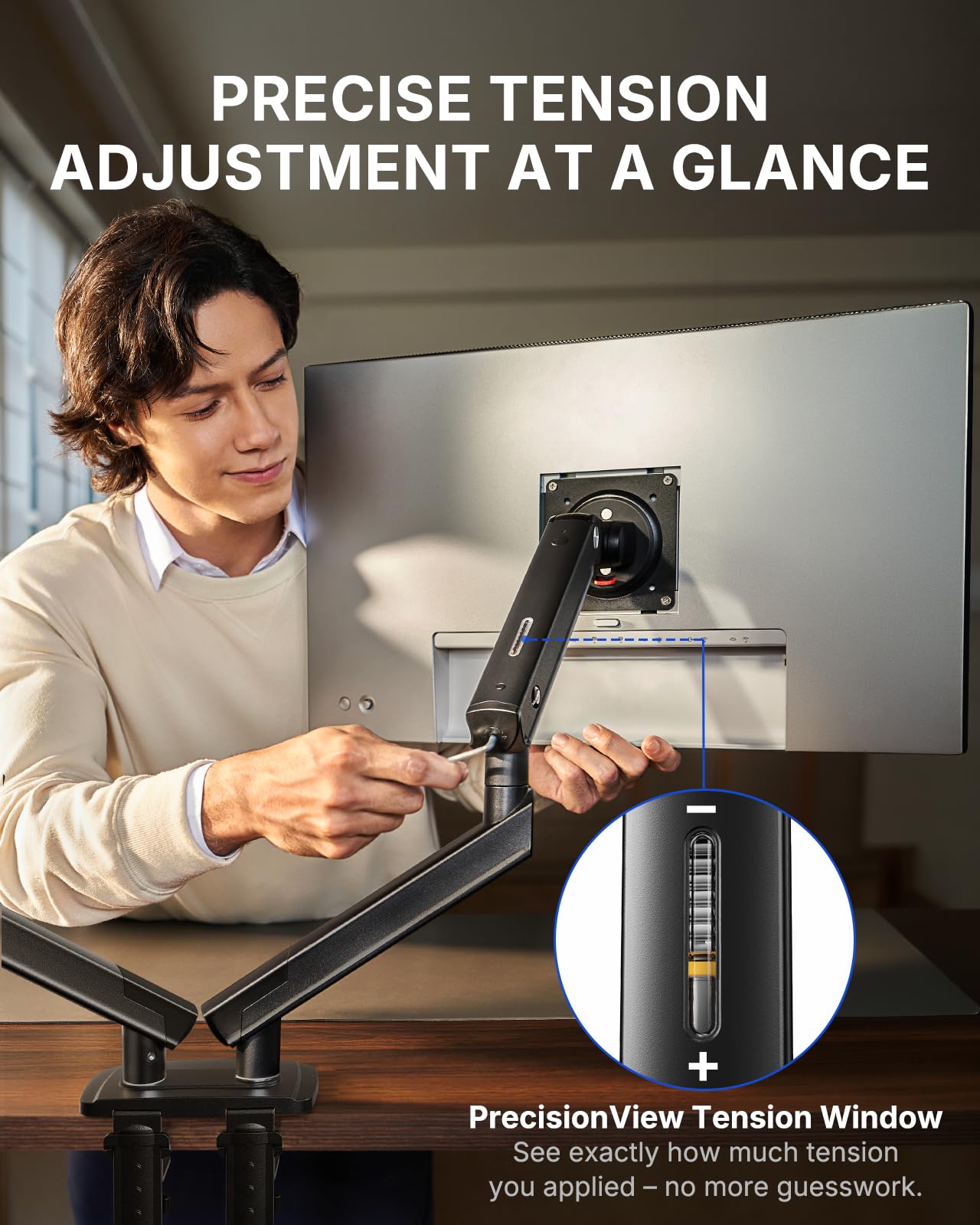 HUANUO FlowLift™ Pro Dual Monitor Arm for 13–32" Screens, MechaSpring Monitor Mount, Adjustable Monitor Arm with Tilt/Swivel/Rotation, Tool-Free VESA Mount, C-Clamp/Grommet Base, Max Load 19.8 lbs