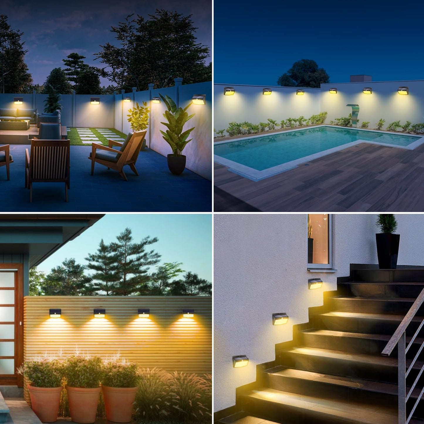 Solar Lights Outdoor, [ 4 Pack/138LED ] Solar Motion Sensor Light Outdoor with 3 Lighting Modes Wireless Waterproof Solar Wall Lights Solar Security Lights for Fence Yard Garden Deck Garage-Warm White