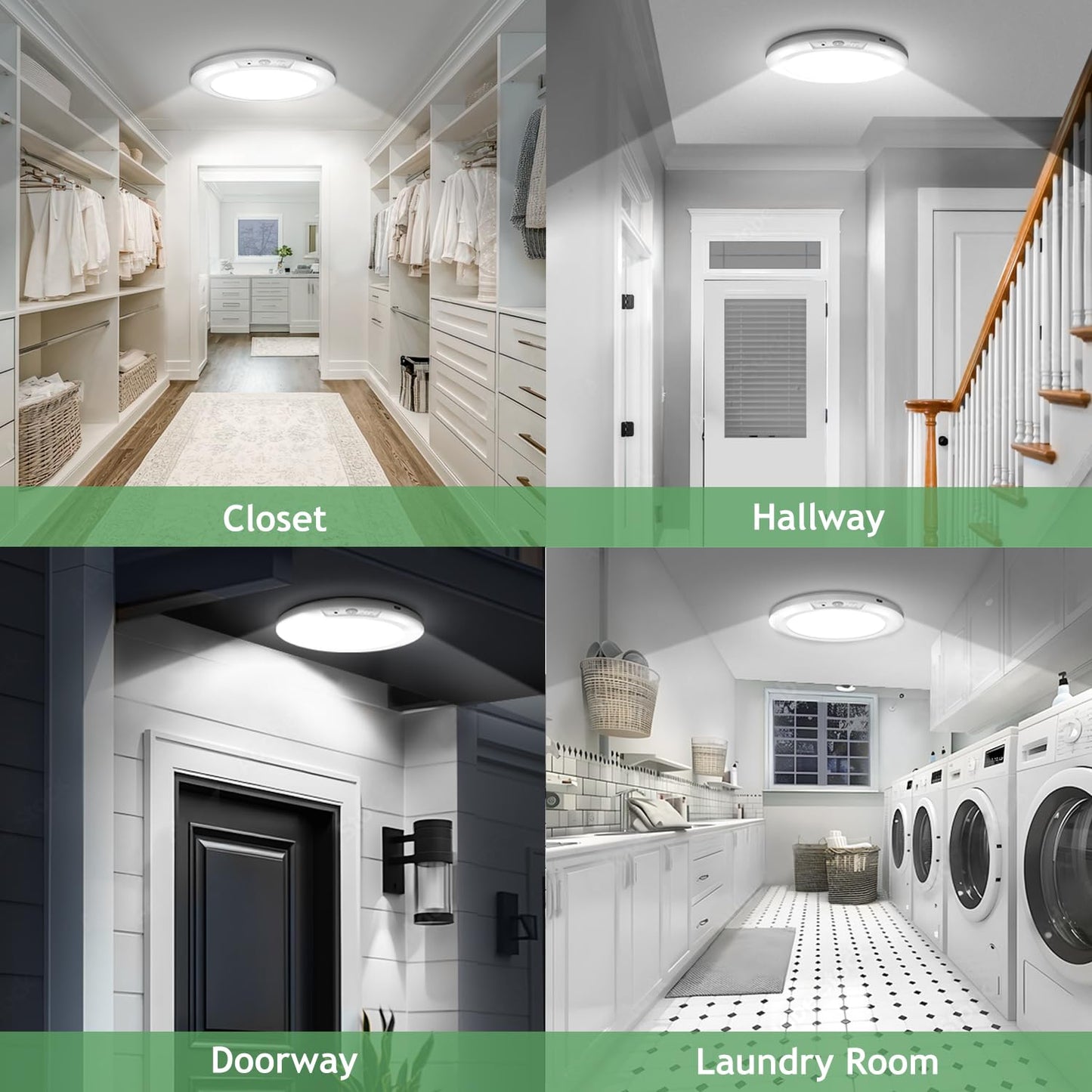 2 Pack USB Rechargeable Motion Sensor Ceiling Light with Remote, Battery Powered Magnetic Pantry Light 5 Color Temperatures Dimmable Timing Motion Activated Stairs Light for Closet Shower Porch Garage