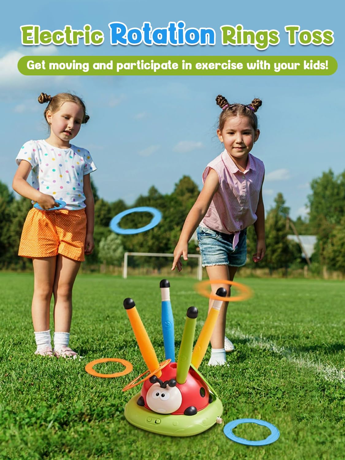 3 in 1 Children's Sports Set, Musical Jump, Toss Ring Game Toys, Stomping Launch Rocket Launcher for Kids, Sports Outdoors Toy for Ages 5-7 with Remote Control Outside Toys for Kids Ages 3 4 5 6 7 8 9