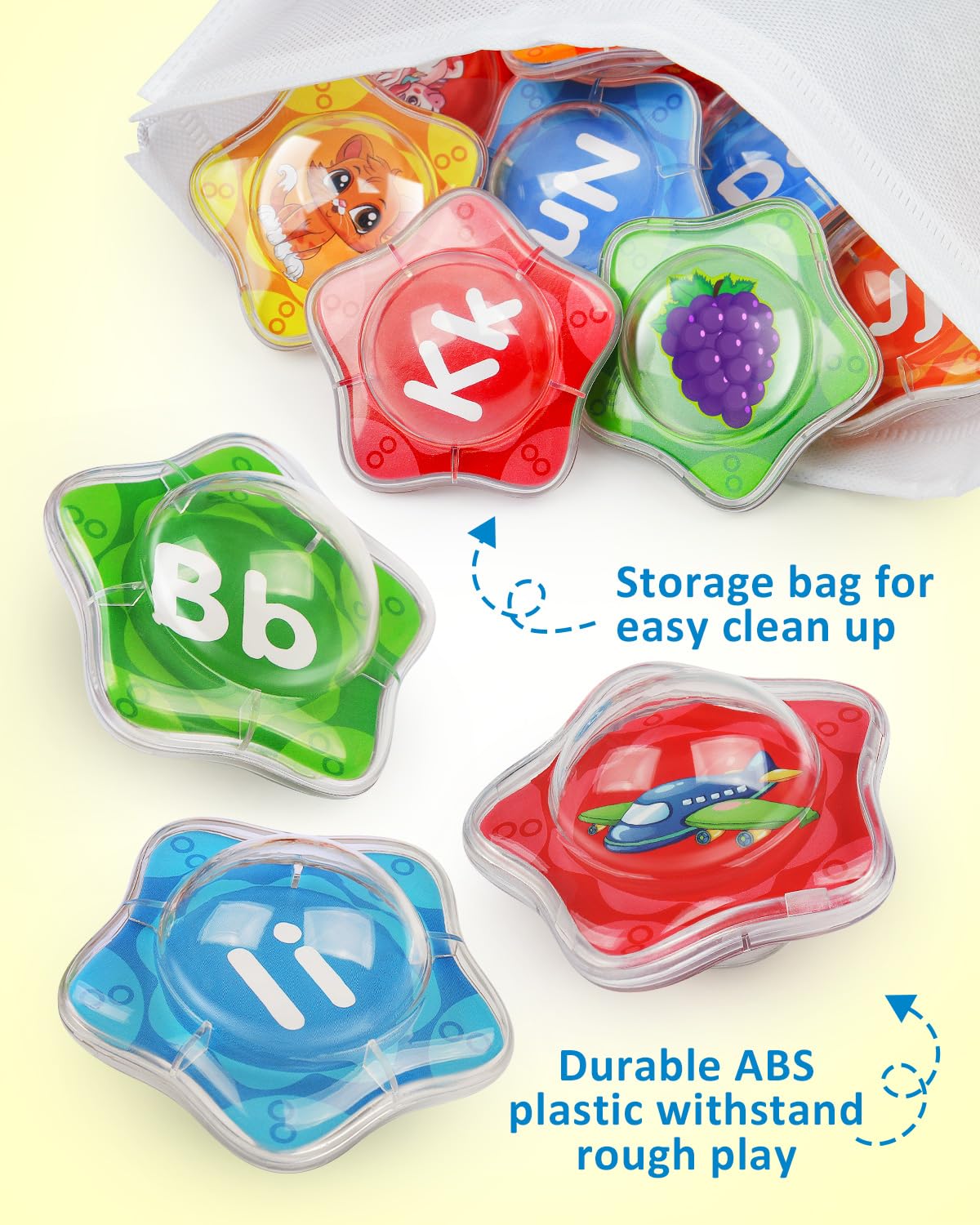 Coogam Starfish Floating Bath Toys, 26pcs Bathtub Alphabet Letters Set, Montessori Educational Water Pool Toy Learning Activities Shower Toy Gift for Preschool Toddlers