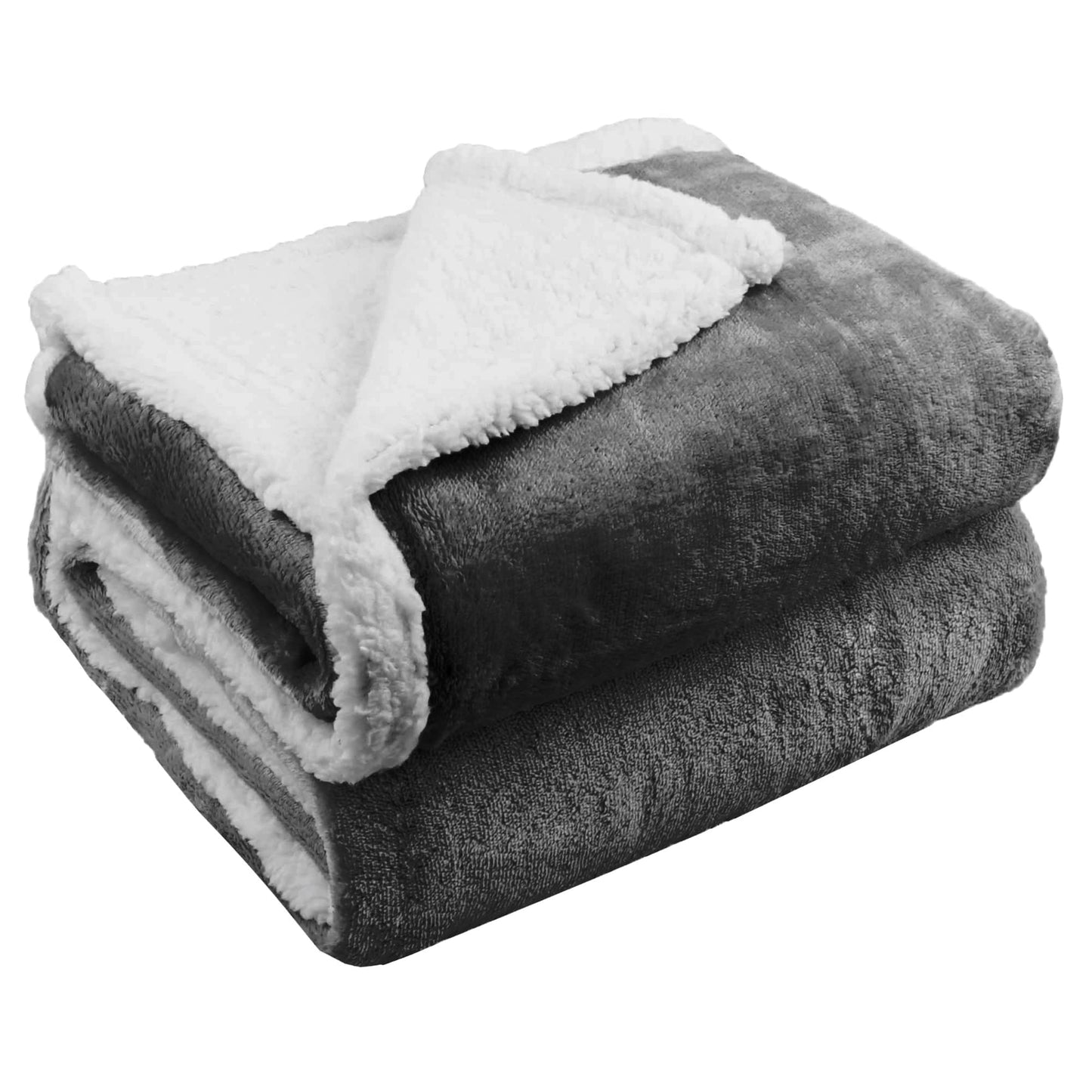 Pfimigh Waterproof Dog Blanket, 3-Layer Flannel and Sherpa Pet Throw, Reversible Protector Cover for Bed Couch Sofa, Smoky Grey, 60"x80"