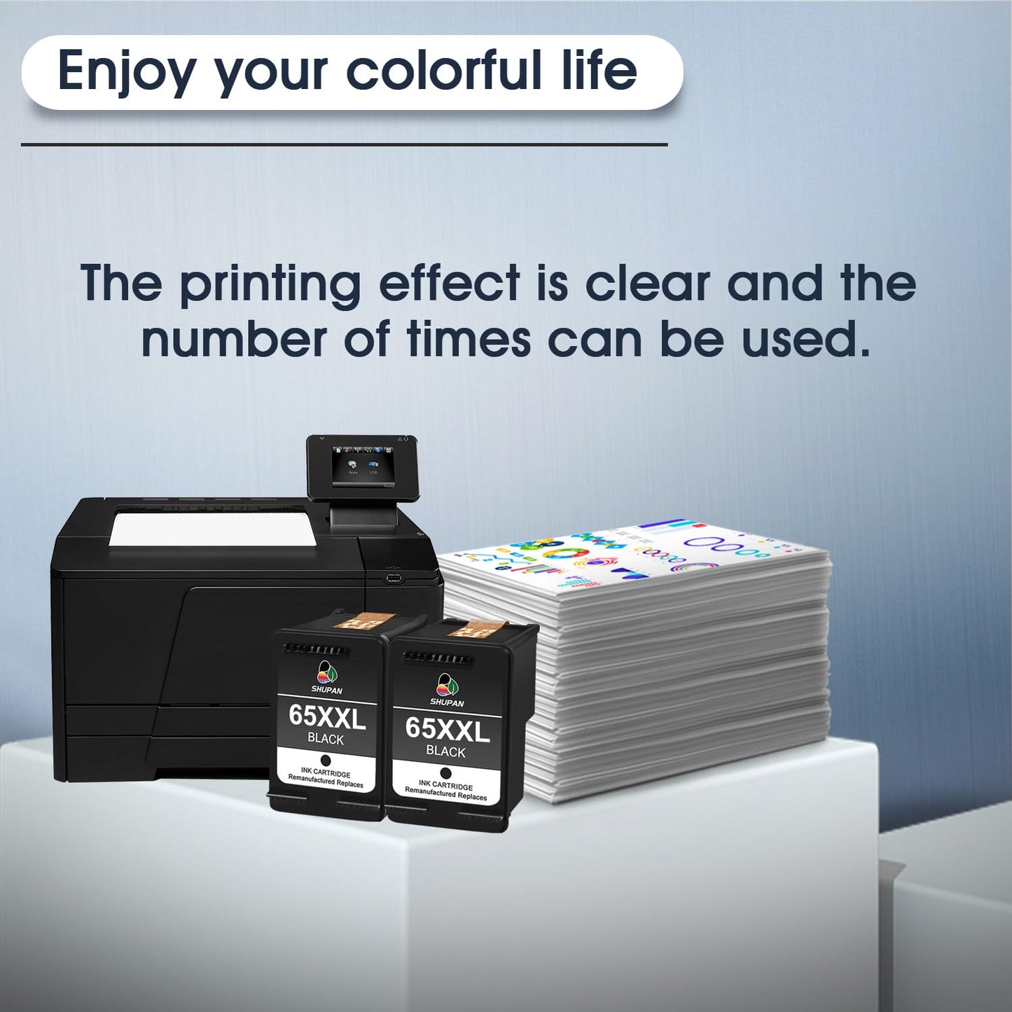 65XXL Black Ink Cartridges High Yield Compatible with HP Ink 65 65XL Work with Envy 5000 5070 5014 DeskJet 3755 2600 3752 2652 Printer (2 Black)