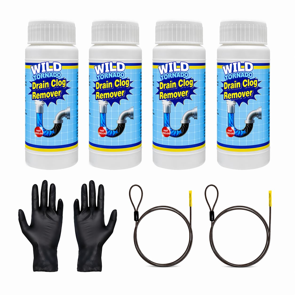 Sink and Drain Cleaner Powder Kit: Fast-Acting Clogged Pipe Opener for Kitchen Bathroom Pipes and Floor Drains - Drain Clog Remover for Routine Home Plumbing Maintenance (440 g)