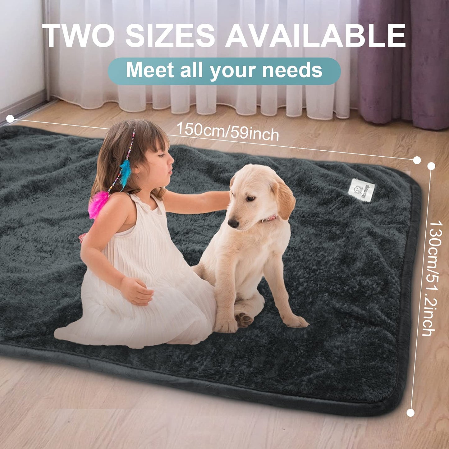 Dog Blanket Soft Fluffy Pet Blanket Waterproof Warm Cat Blanket Self-Warming Puppy Snuggle Blanket Warm Throw Pets Bed Blankets Dog Fuzzy Blankets for Sofa Travel 51.2 x 59”- Grey
