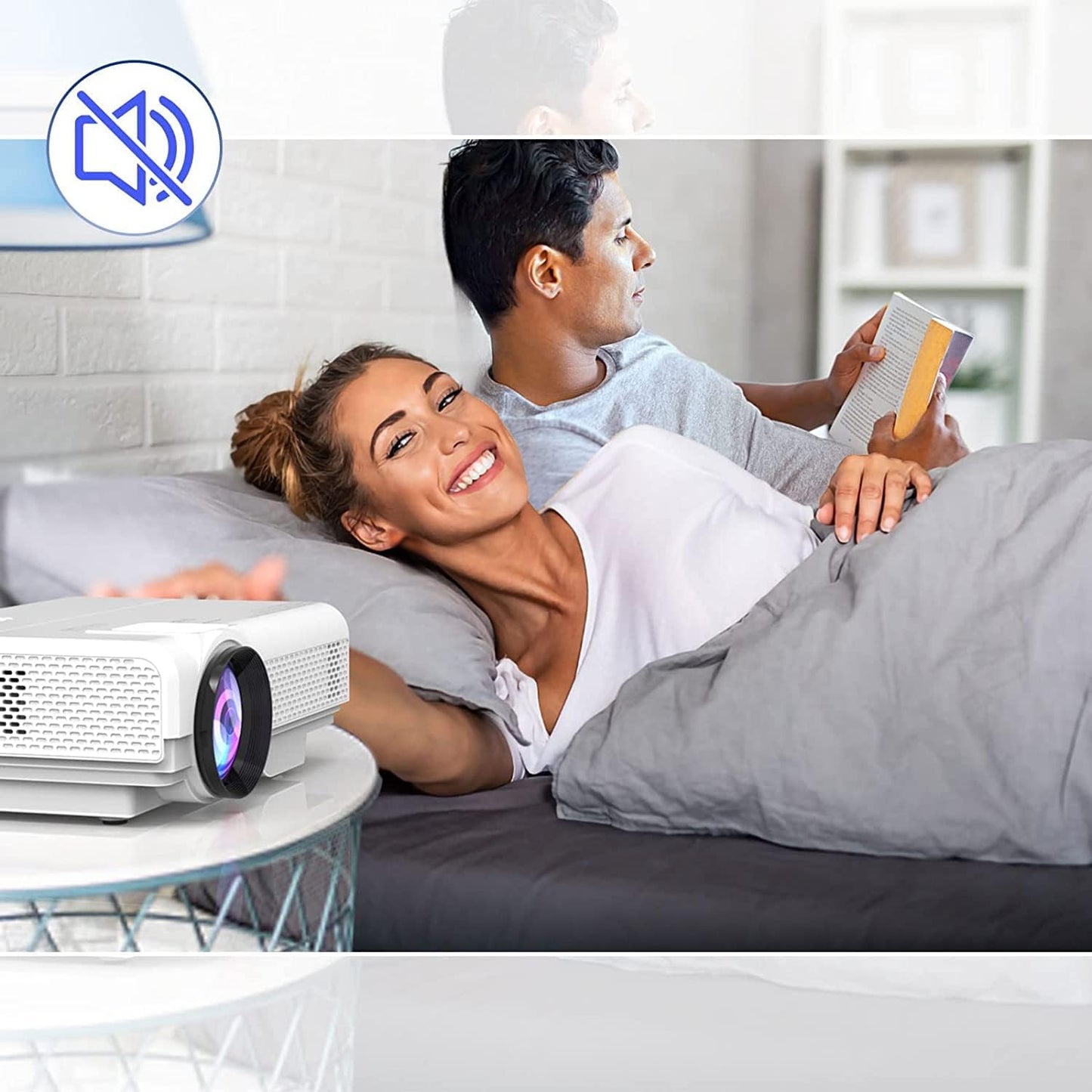 Mini Projector with Screen, 1080P Portable Projector with Bluetooth, Outdoor Movie Projector Compatible with TV Stick Smartphone & Tablet PC HDMI USB AV TF