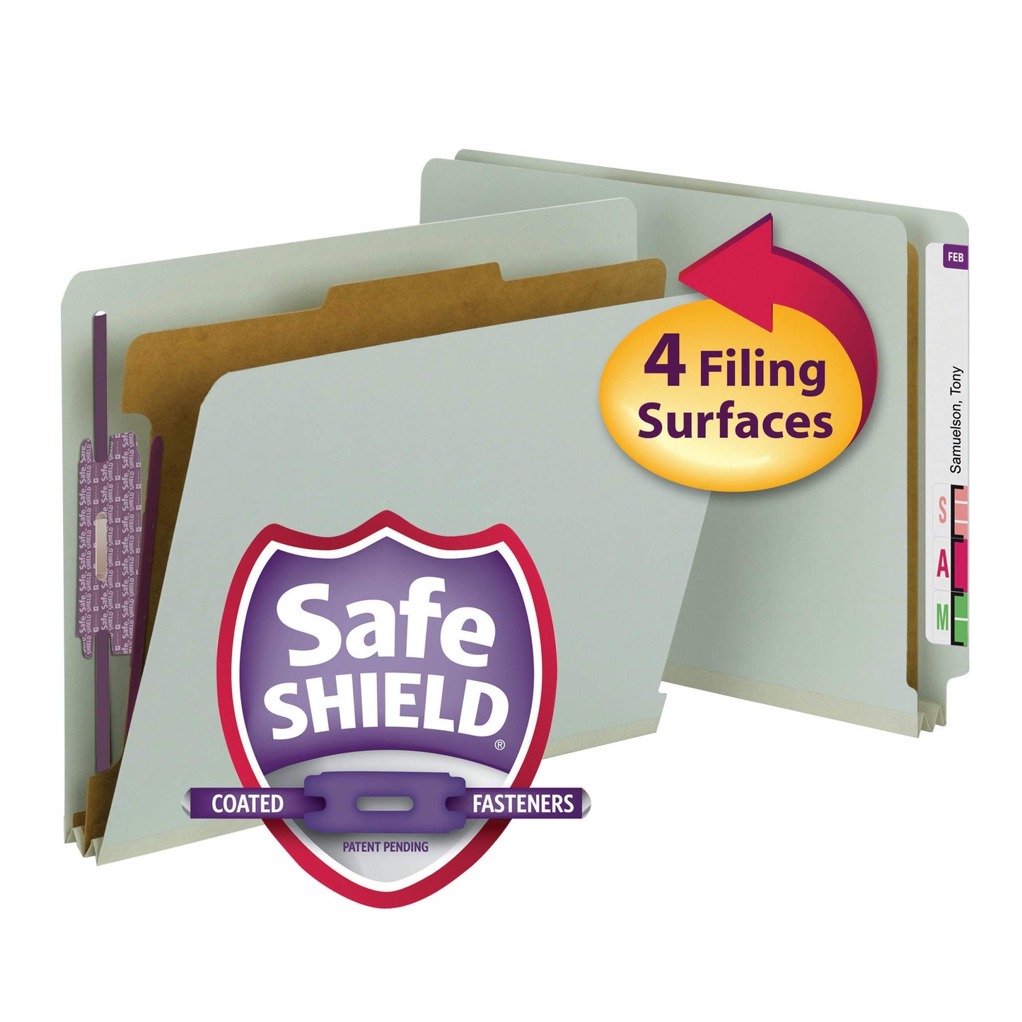 Smead End Tab Classification Folder, Letter, Straight, 1 Divider, Gray-Green, 10 Per Box (26800)