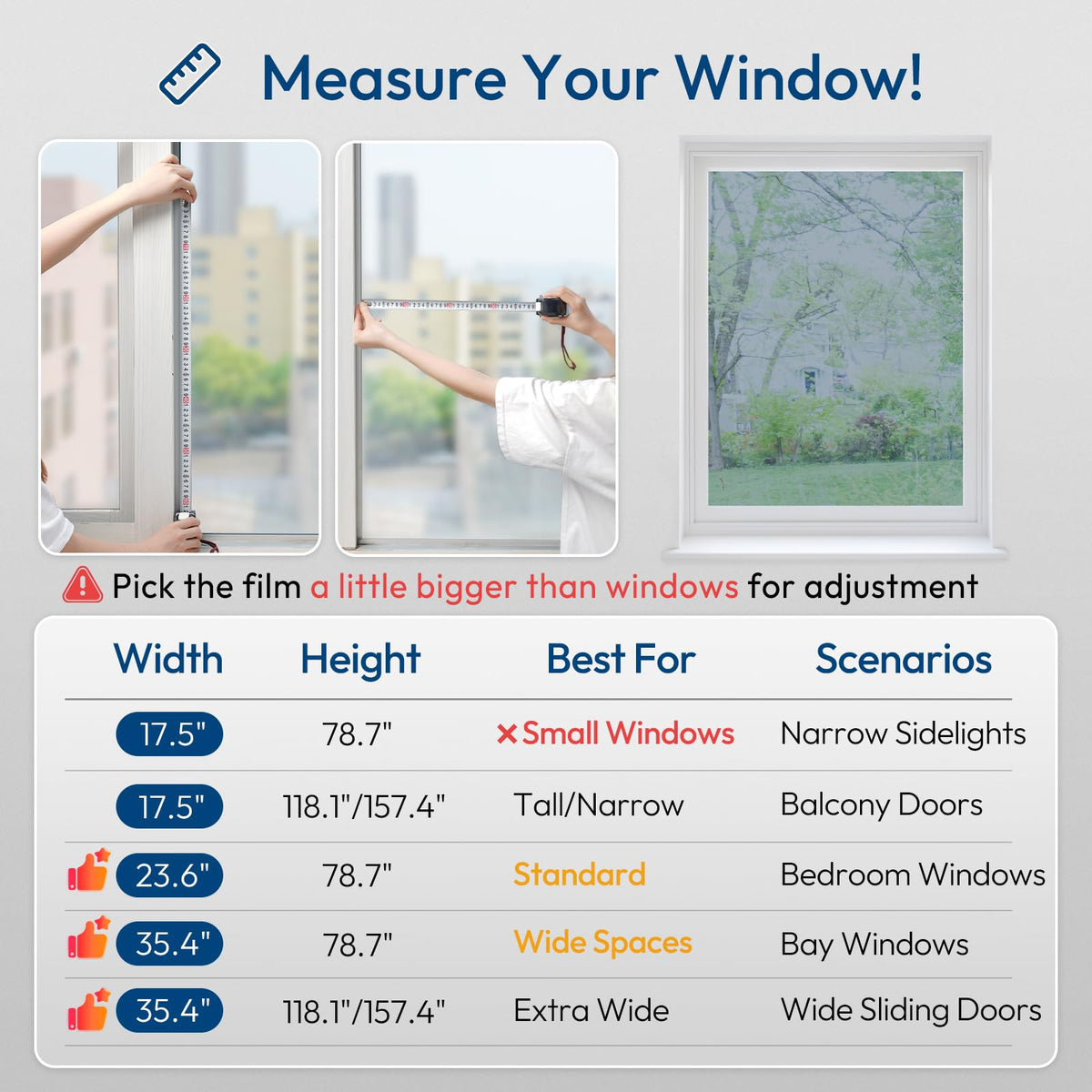 rabbitgoo One Way Window Films for Privacy House Window Tint Film Home, Pellicule Intimité Pour Fenêtre, Reflective for Sun Blocking Heat Blocking, Daytime See Out not in, Silver, 60x200cm