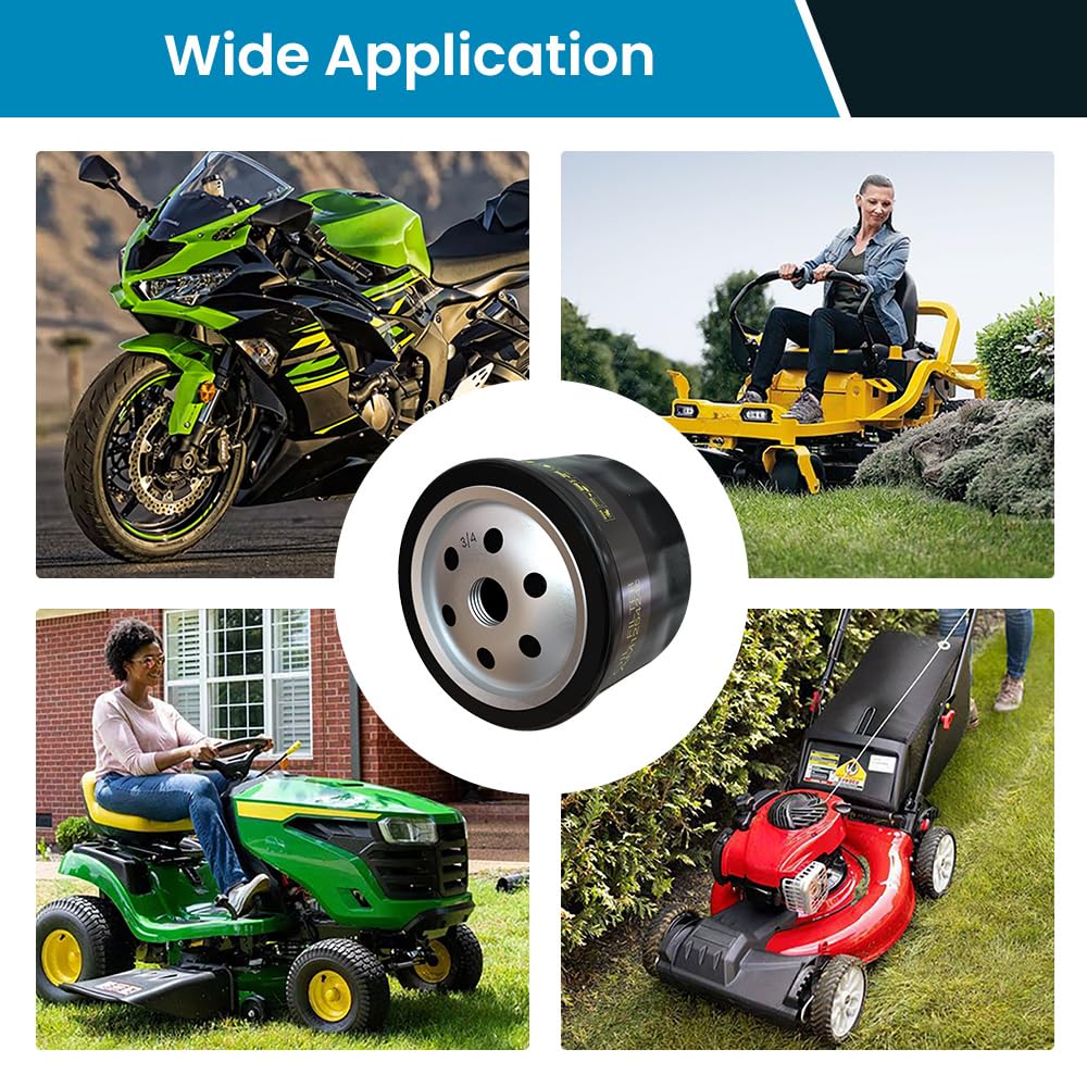 4 Pack AM125424 Oil Filter for John Deer AM125424c GY20577 D140 D130 D110 D105 X350 X320 X300 S140 S110 S100, Replace for Kawasaki 49065-7007 49065-0721