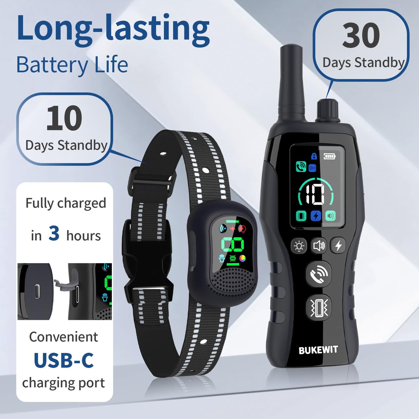 BUKEWIT Dog Training Collar with Remote - 4900FT Dog Shock Collar with Remote Calling IP67 Waterproof with 4 Training Modes, Rechargeable Dog E-Collar for All Breeds