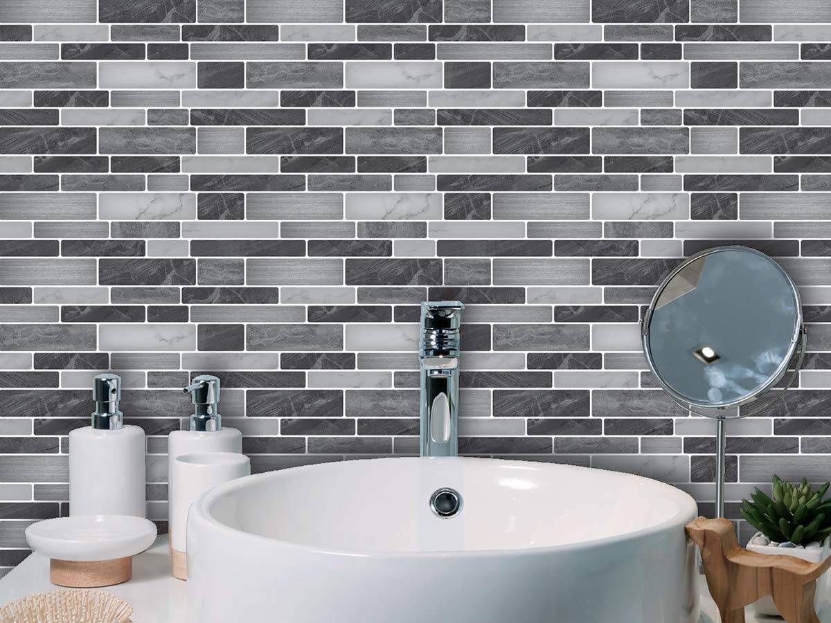 Art3d 10-Sheet Self-Adhesive Tile Backsplash for Kitchen, Vinyl Decorative Marble Tiles, 30 * 30cm