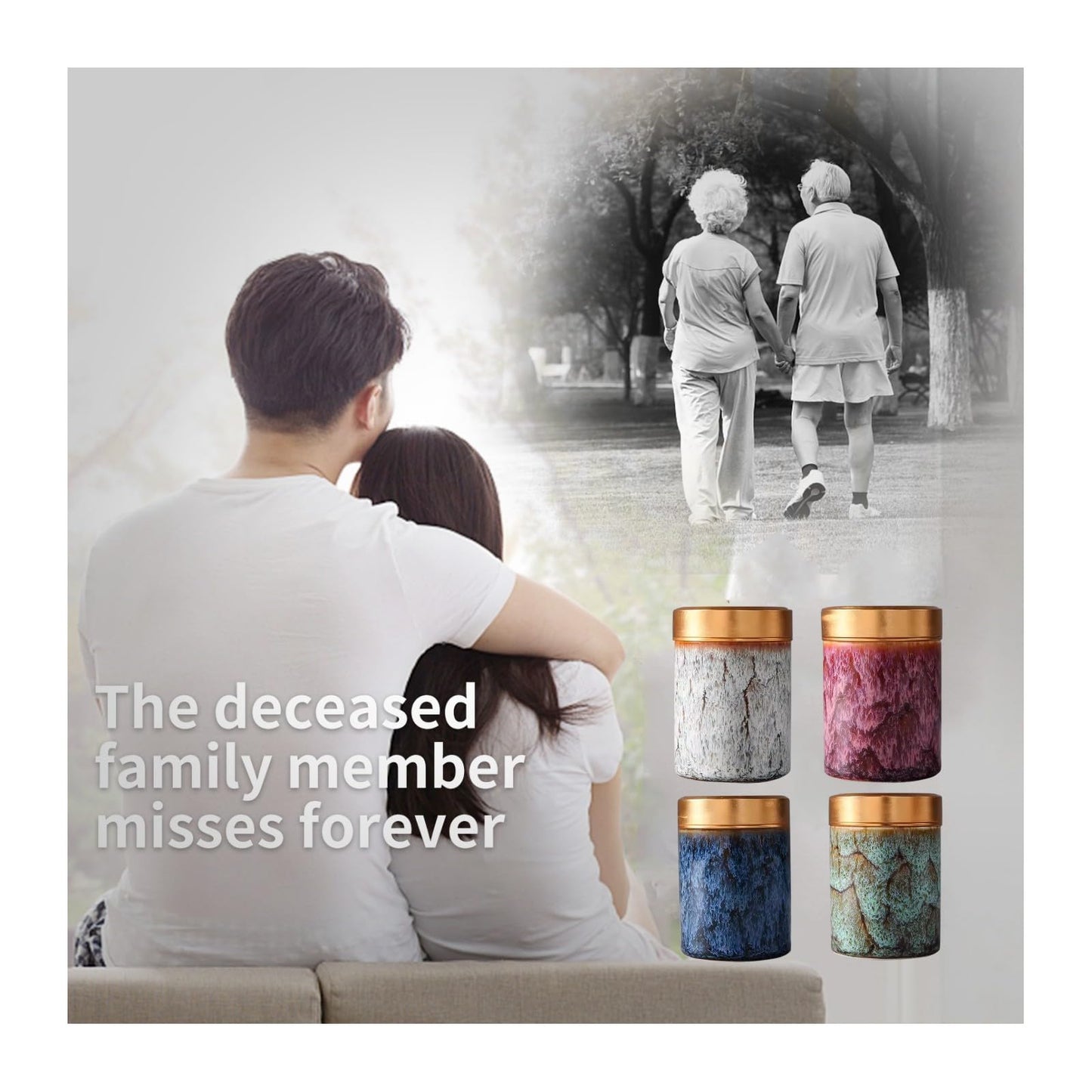 NS Online Small Mini Urns 4 Piece -Metal Screw lid Ceramic Keepsake Urns Set 4 Piece for Ashes - for Adult, Child, and Pets, Honor Your Loved One Lost