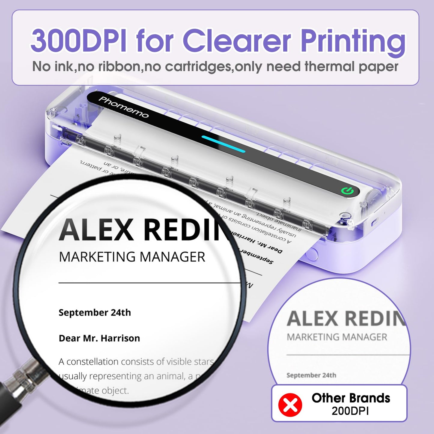 Phomemo M832 Portable Thermal Printer, Portable Printers Wireless for Travel, Inkless Bluetooth Printer for Phone Laptop, Small Printer Support 8.5'' x 11''/A4/4.33''/3.15''/2.08'' Thermal Paper