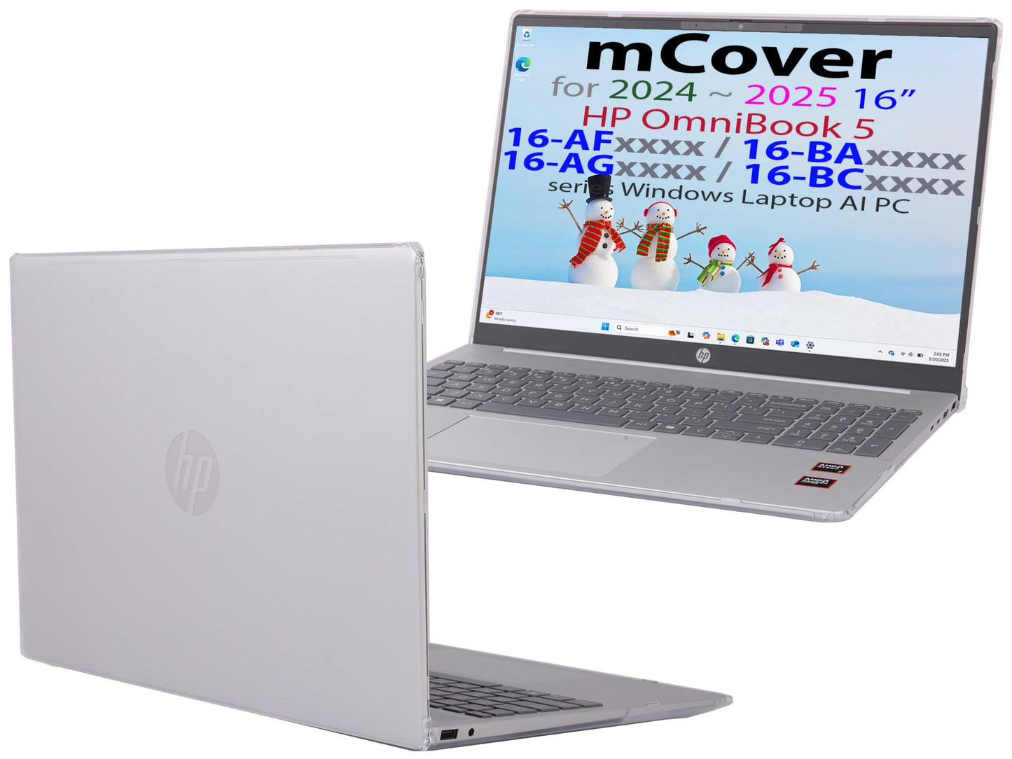 mCover Case ONLY Compatible for 16” 2024+ HP OmniBook 5 16-AF / 16-AG / 16-BAxxxx / 16-BCxxxx and Pavilion 16-AF / 16-AG0000 Series Windows AI Notebook PC (NOT Fitting Other HP Models)- Clear