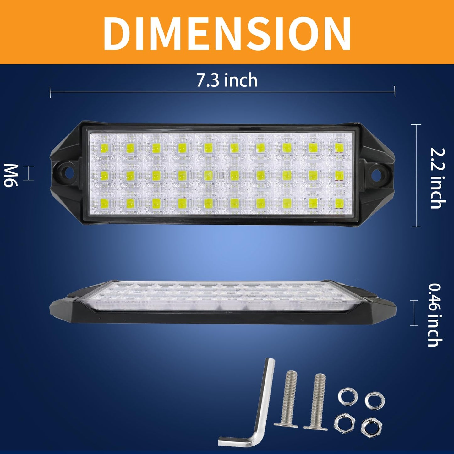 2Pcs LED Light Bar for Truck, 6 Inches Reverse Lights Flood Beam for Truck Tractor ATV UTV Boat, 12V Small Light Bar