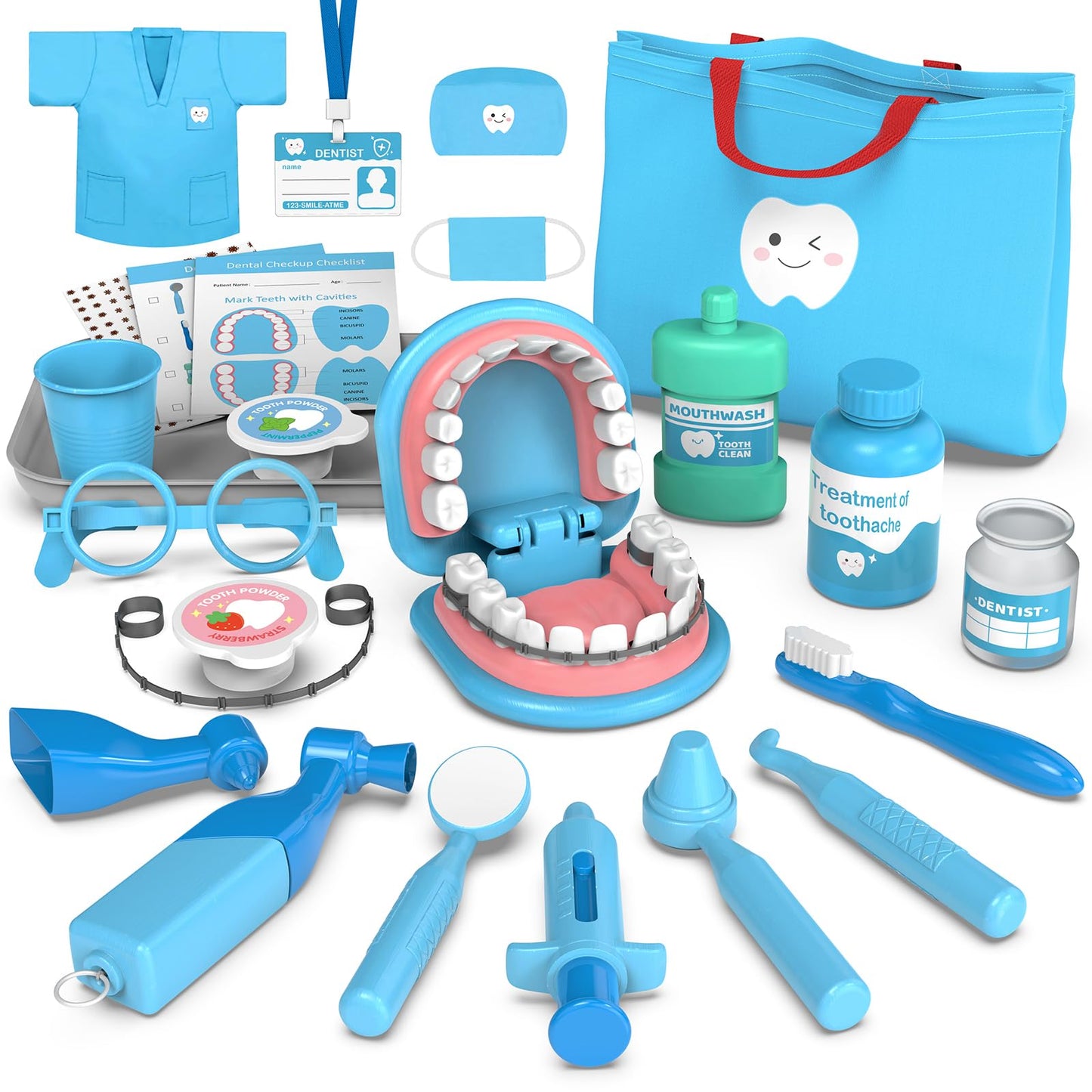 Dentist Kit for Kids - Doctor Kit Toy Gifts for 3 4 Year Old Girls, Pretend Play Set Teeth and Dental Toys Playset Medical Kits for Boys Kids Toddlers 2-4