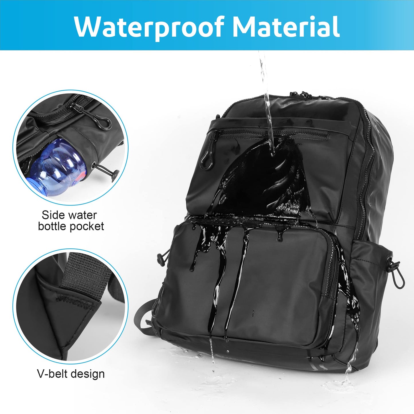 Jranter Casual Hiking Daypack Waterproof Bookbag Simple School College Bag Laptop Backpack Large Capacity, Black, Black, 11.22*17.3*4.92 inch (L*H*W), Daypack Backpacks School Backpack