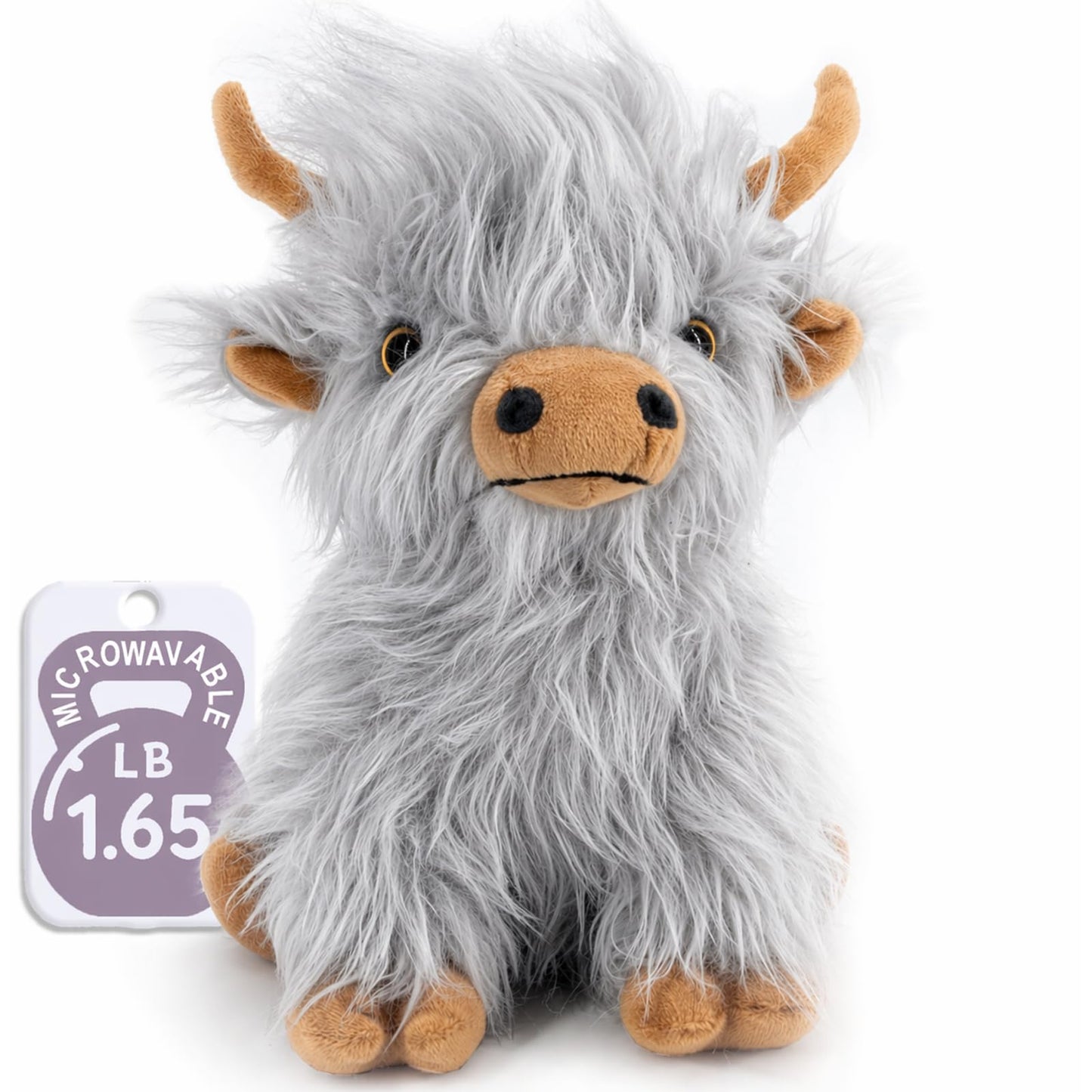 Gray Highland Cow Stuffed Animal Toy Microwavable Highland Cow Gift for Girls and Kids Toy, 9.8in, 1.65lb