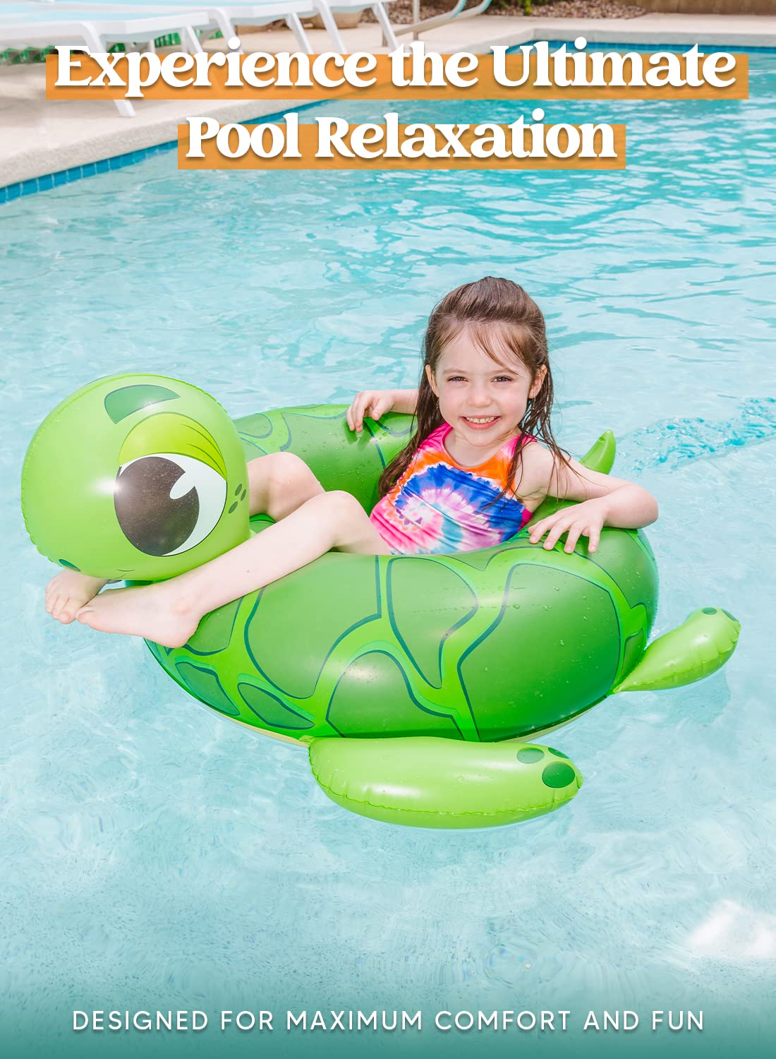 32" 3 Pack Inflatable Pool Tubes Pool Floats, Dinosaur & Sea Turtle & Dolphin Swimming Rings for Kids Swimming Pool Beach Summer Water Float Party Outdoor