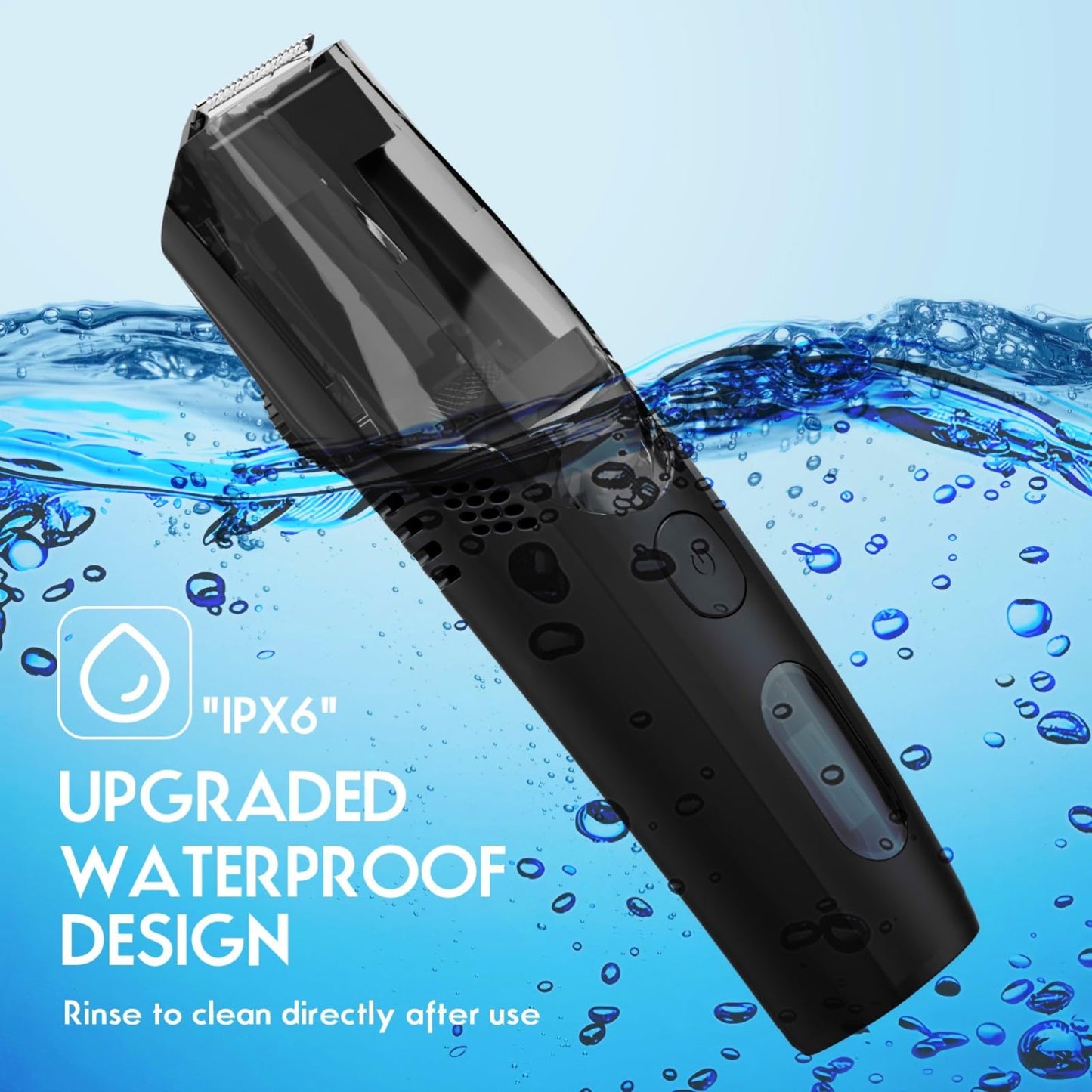 ATVOXIS Vacuum Beard Trimmer for Men Rechargeable, IPX6 Waterproof Mustache Trimmer with Adjustable Length Combs (1/25’’-4/5’’), Men’s Electric Stubble Trimmer, Cordless with Built-in Vacuum (Black)