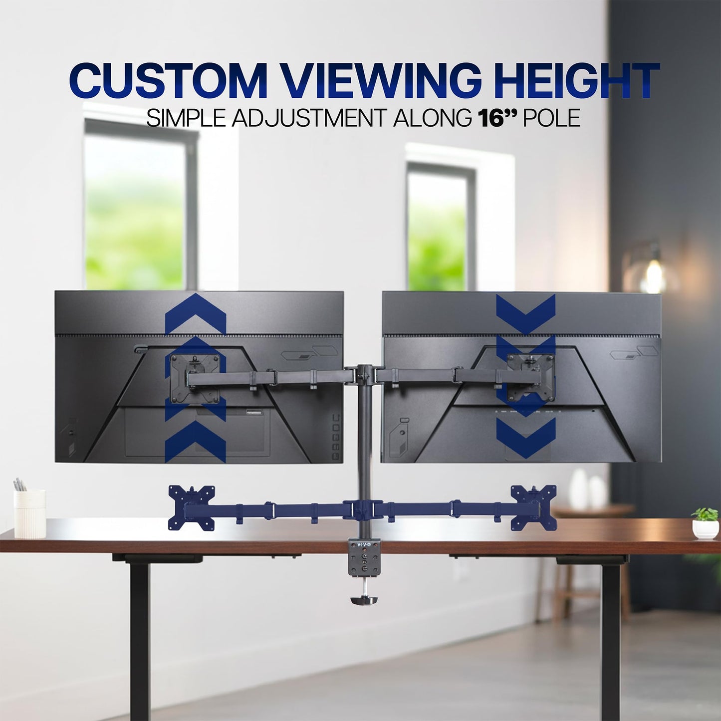VIVO Dual Monitor Desk Mount, Heavy Duty Fully Adjustable Stand, Fits 2 LCD LED Screens up to 32 inches, Black, STAND-V032