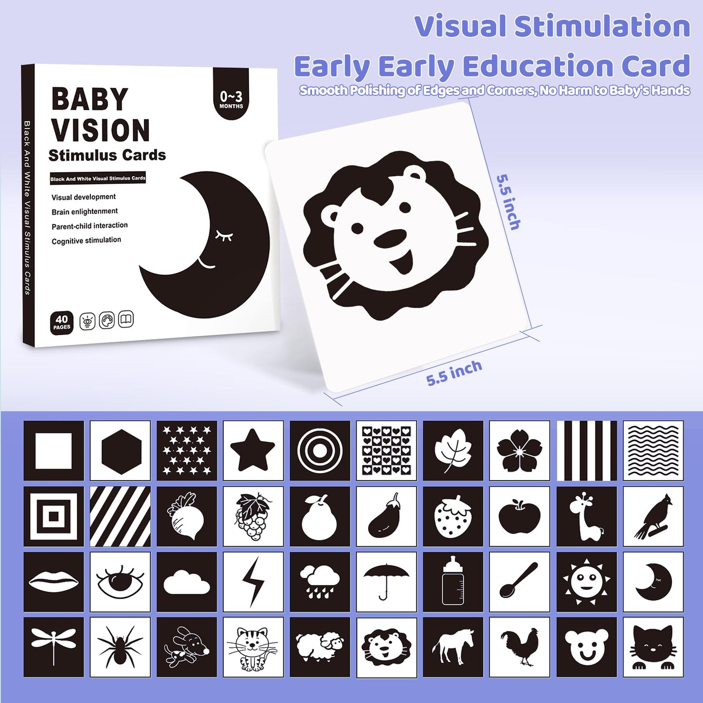 Black and White Sensory Toys for Babies,Montessori Toys for Babies,High Contrast Baby Toys for Toddlers Kids Early Learning Newborn Brain Development Toys Baby Gifts