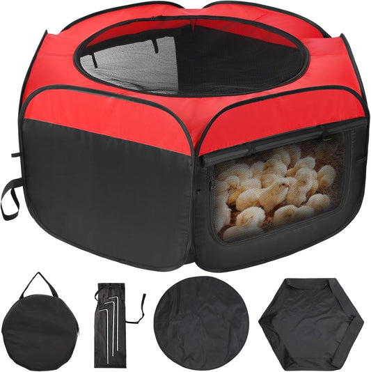 Chicken Brooder Box for Chick Starter Kit - 2025 Upgrade Double Door Brooder Pen/Playpen/Tent Baby Supplies Up to 15 Baby Chick,Duck,Quail