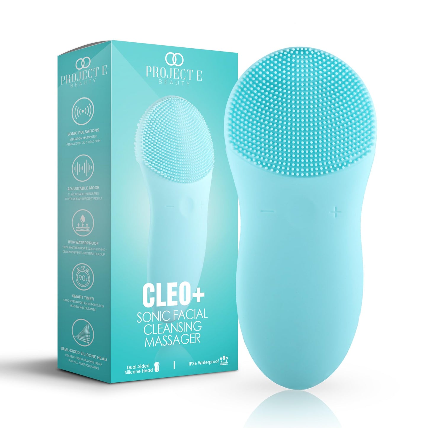 CLEO+ Facial Cleansing Brush by Project E Beauty | Daily Cleansing | Gentle Exfoliating | Wireless Portable Face Cleanser | Face Massager Wash Brush | Travel Size | Waterproof Soft Silicone