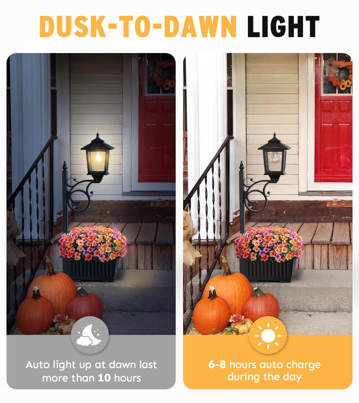 2 in 1 Solar Lamp Post Light with Planter, Outdoor Flower Pots, Solar Post Lights Waterproof, Led Planters Pots, Outdoor Lamps for Patio, Front Porch Decor, Warm White, Replaceable Bulb