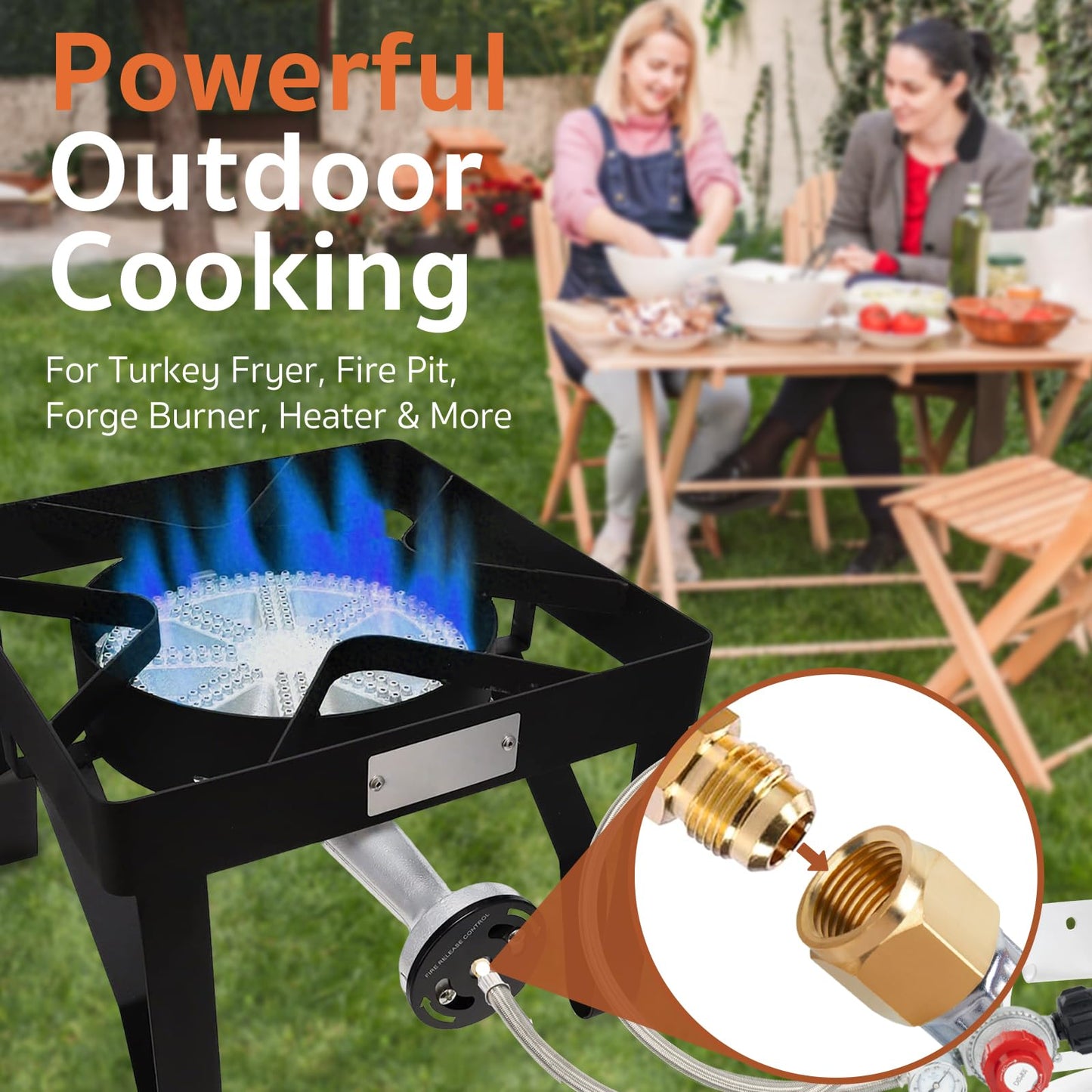GASPRO 0-30 PSI Adjustable High Pressure Propane Regulator with Gauge, 5 FT Stainless Braided Hose, Perfect for Turkey Fryer, Gas Burner, Fire Pit