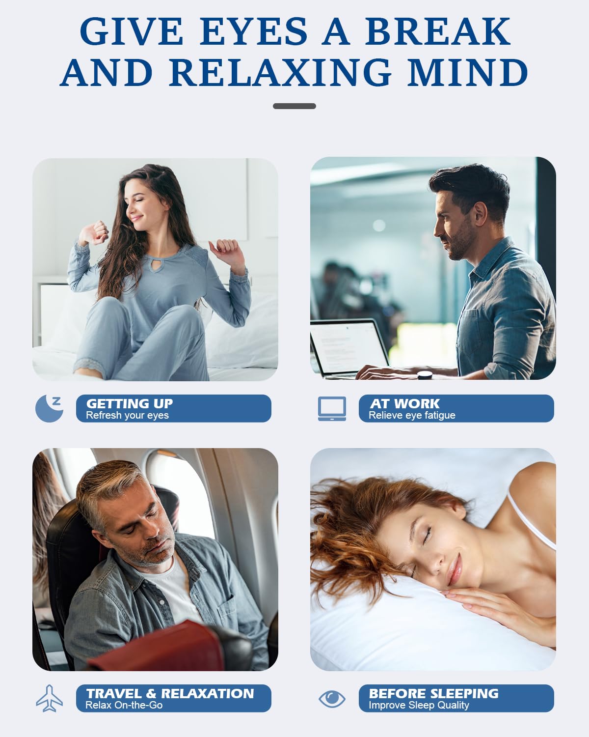 Cordless Heated Mask for Dry Eyes, Light Blocking Sleeping Mask, Warm Compresses Electric Heating Pad for Stye Treatment, Blepharitis, Sinus, Migraine - Gifts for Women and Men