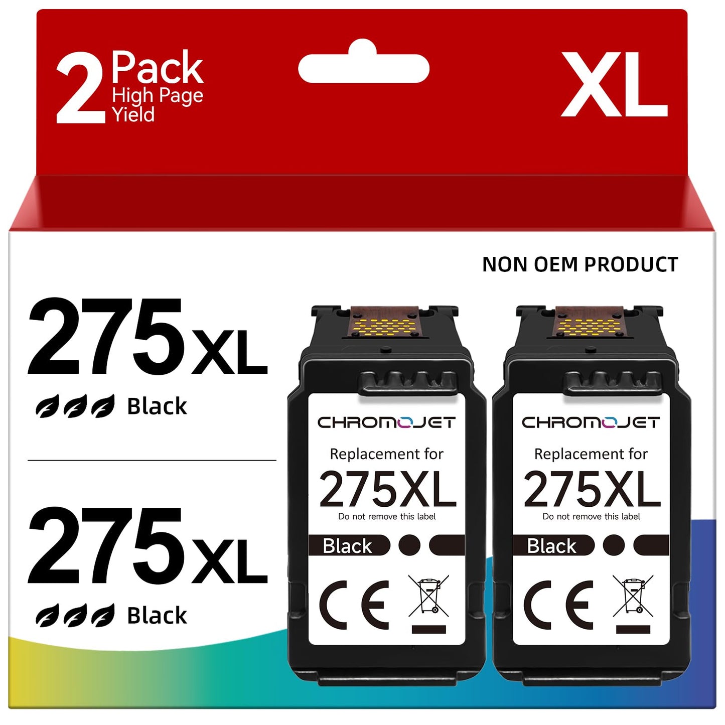 Chromojet 275XL Black Ink Cartridges Compatible for Canon Printer Ink 275 Compatible for Canon PG-275XL Ink Cartridges fit for Pixma TS3720 TR4720 TR4700 TR4723 TR4722 TS3500 TS3520 Printer(2 Black)
