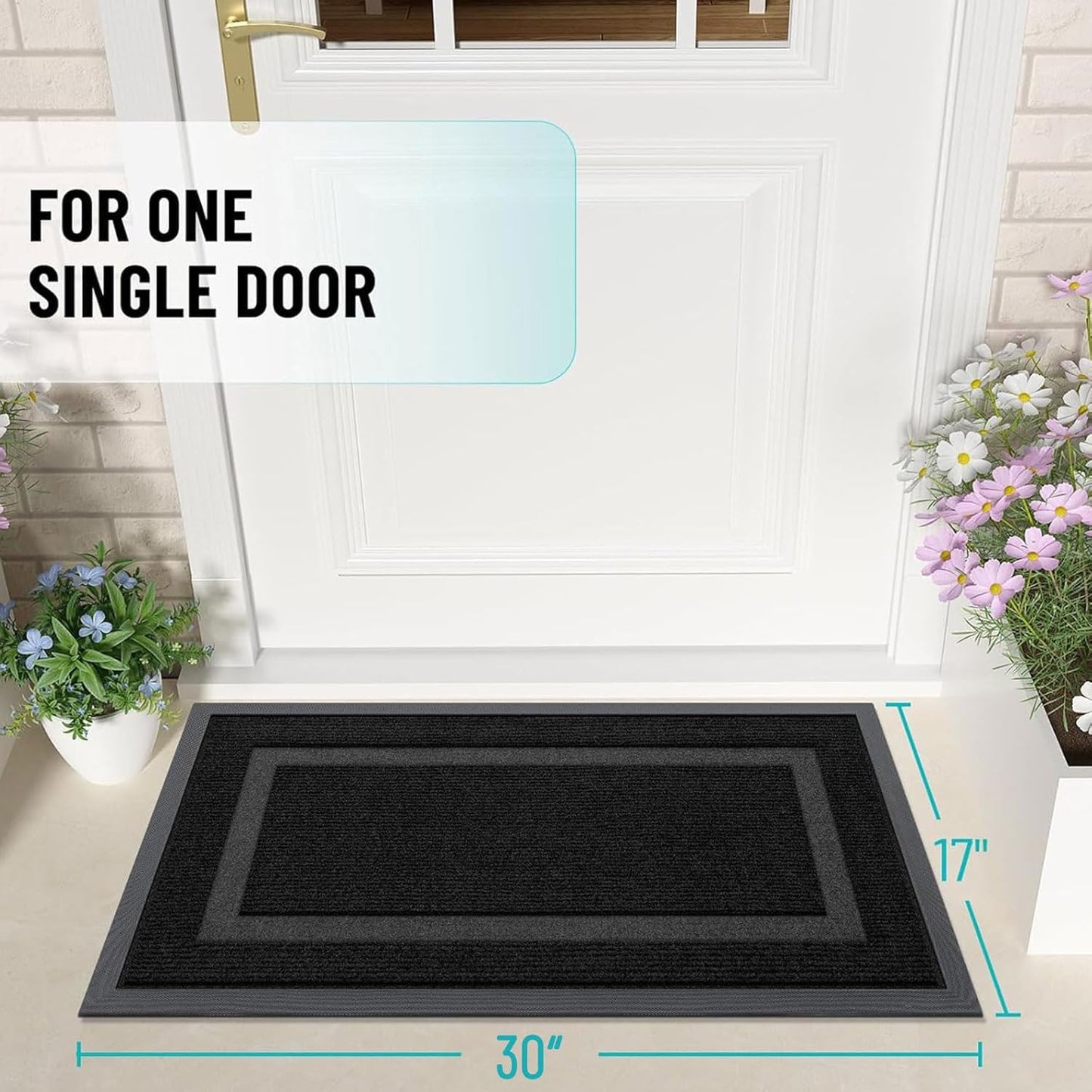 Arotive Front Door Mat Outdoor Indoor Entrance, Non Slip Heavy Duty Sturdy Natural Rubber Mat, Durable & Fade Resistant, Easy Clean Low Profile Welcome Mat for Entryway and Patio, 36 x 24, Black