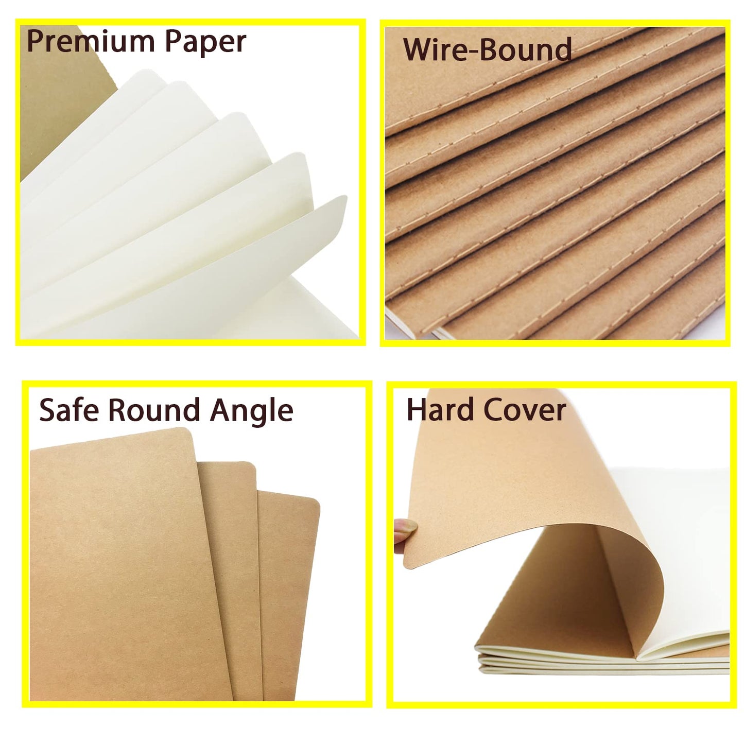 zmybcpack 12 Pack 8.5"x11" Blank Notebook Journals Bulk, Kraft Paper Notebook Journal Diary Notebook for Travelers, Students, Office (60 Blank Pages /30 Sheets)