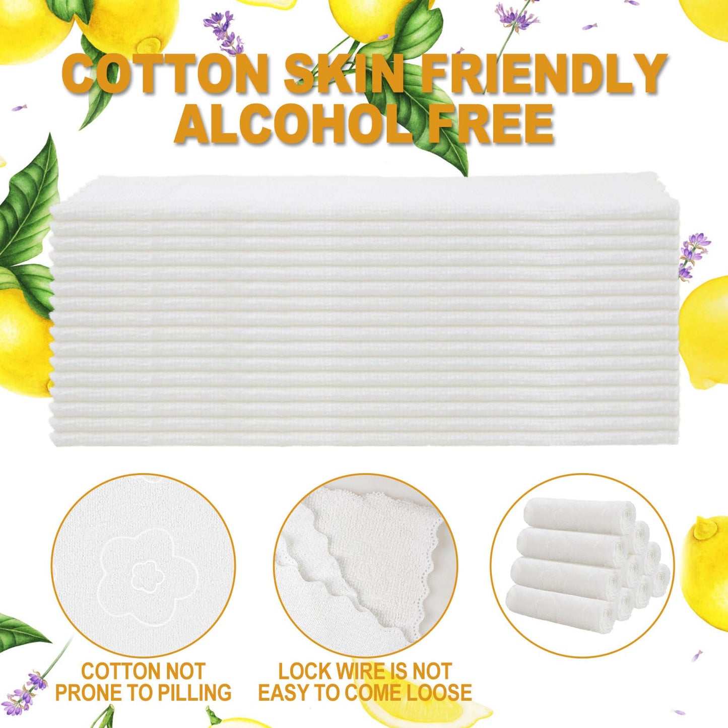Moist Cotton Towel Bulk Moist Towelettes Individually Wrapped 8.7" x 8.7",White Towel Services,Refreshment Pre Moistened Towels Lavender and Lemon Scent for Travel Sport Party Spa Dentist Hote (1 Count (Pack of 100), Lavender and Lemon)