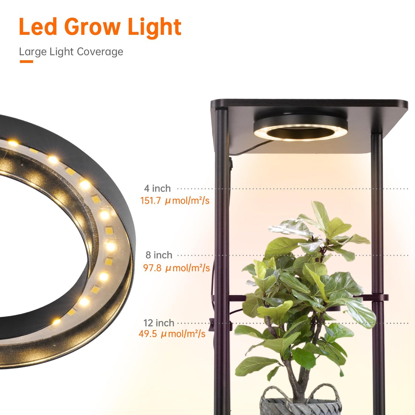 Bstrip Plant Stand Indoor with Grow Lights, 7-Tier Flower Rack, 5-Pack Full Spectrum Lights with Timer, Corner Plant Stand for Indoor Plants, 53" Tall Rectangular Stand for Living Room