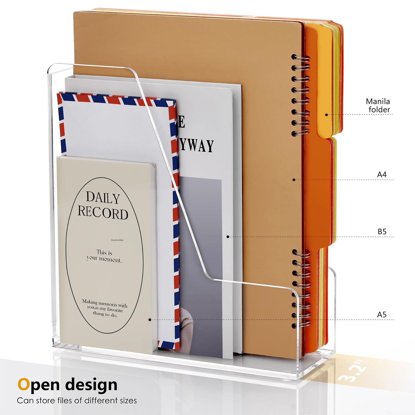 SANRUI 2-Pack Acrylic Magazine File Holder Desk Organizer Magazine Rack, Clear, Vertical File Sorter Holders, 9.45"D x 3.54"W x 10.24"H