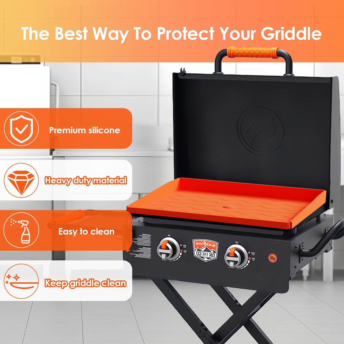 36" Griddle Mat for Blackstone Griddle Full Edge Cover, Protective Cover Heavy Duty Reusable Food Grade Silicone Mat Cover